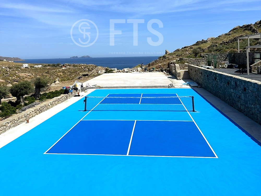 Κατασκευή γηπέδου pickleball σε ξενοδοχειακή μονάδα στην Μύκονο από την FTS HELLAS
