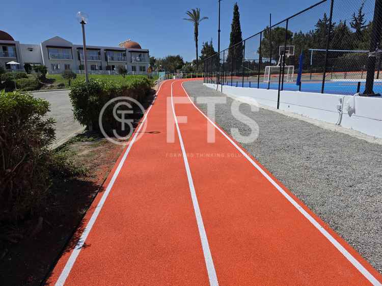 Κατασκευή RUNNING TRACK στίβου με spray-coated σε ξενοδοχειακή μονάδα στην Ρόδο από την FTS HELLAS